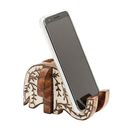 Carved Elephant Phone Holder