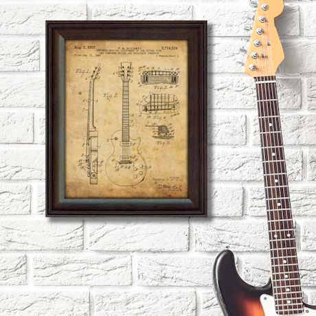 Framed Gibson And Fender Electric Guitar Patents