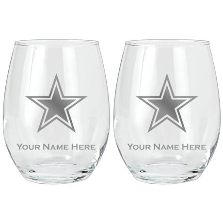 Personalized NFL Wine Glass Set