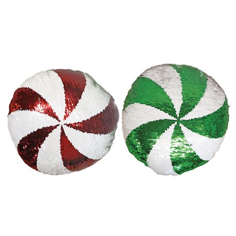 Reversible Sequin Peppermint Candy Pillow
