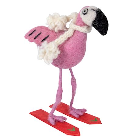 Flamingo On Skis Ornament