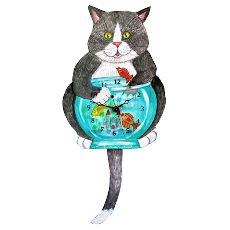 Cat And Fishbowl Clock