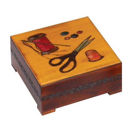 Carved Wood Notions Box