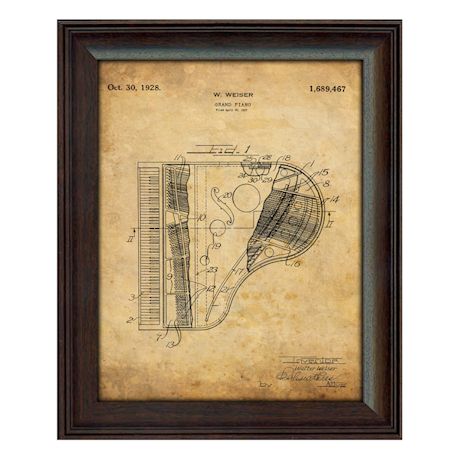 Framed 1928 Grand Piano Patent