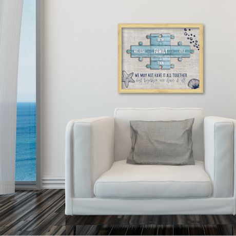 Personalized Coastal Family Puzzle Framed Canvas