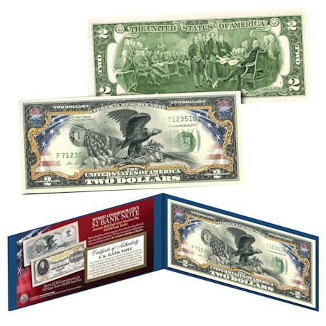 1878 American Bald Eagle $10,000 Note On A Modern Genuine US $2 Bill
