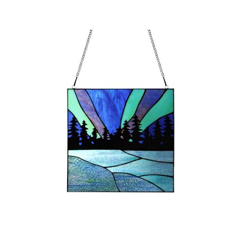 Northern Lights Stained-Glass Window Panel