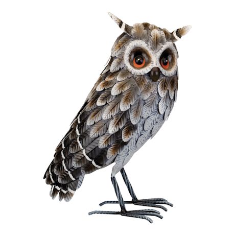 Big Horned Owl Metal Garden Sculpture