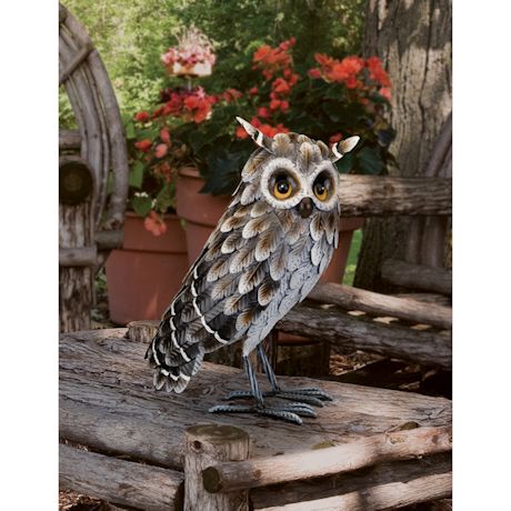 Big Horned Owl Metal Garden Sculpture