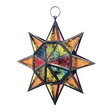 Colorful Glass Star Hanging Lantern