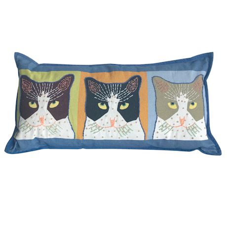 Cat Trio Embroidered Pillow