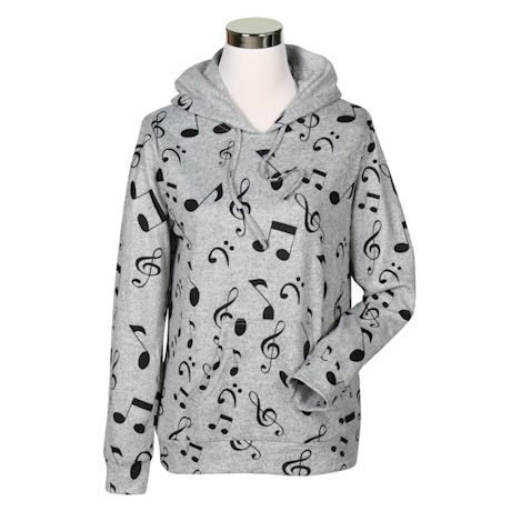 All-Over Musical Notes Drawstring Hoodie