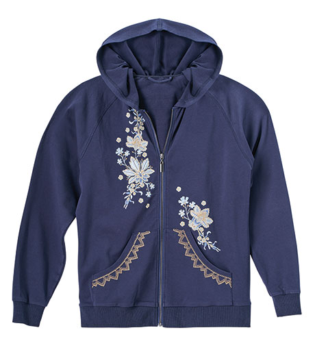 Embroidered Zip-Up Hoodie