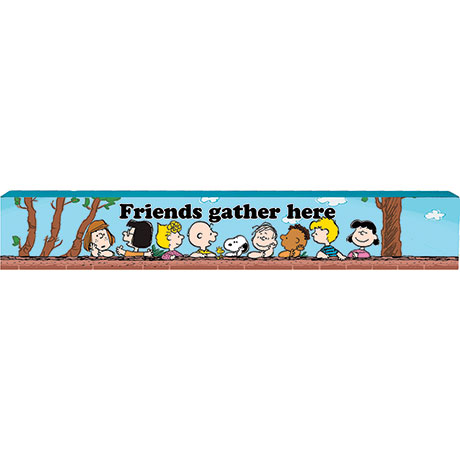 Peanuts Friends Gather Here Sign