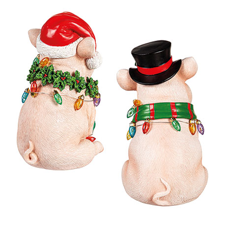 Holiday Wreath Led Pigs