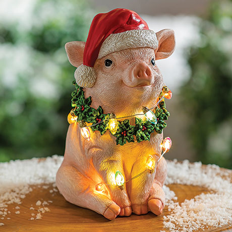 Holiday Wreath Led Pigs