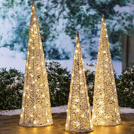 Set Of 3 LED Christmas Trees