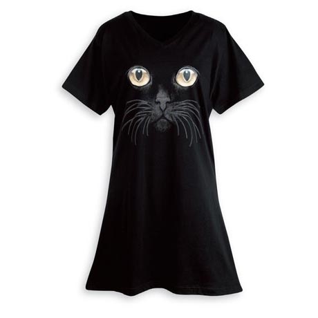 Women's Black Cat Eyes Sleep Shirt