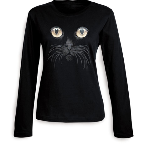 Cat Eyes Black Long Sleeve T Shirt
