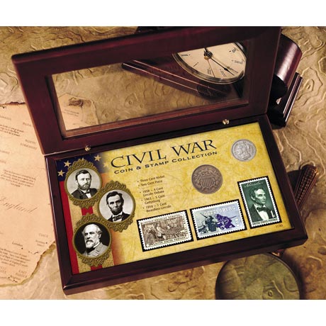 Civil War Coin & Stamp Collection Boxed Set