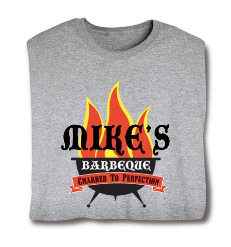 Personalized 'Your Name' Barbeque Grillin' Flames Shirt