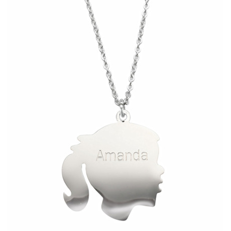 Product image for Personalized Silhouette Pendant - Girl, Engraved