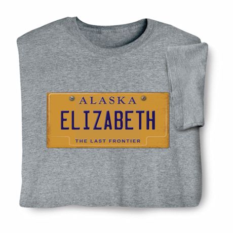 Personalized State License Plate T-Shirt or Sweatshirt - Alaska