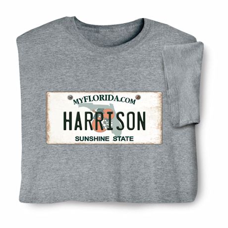 Personalized State License Plate T-Shirt or Sweatshirt - Florida