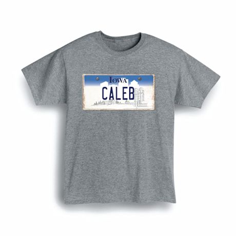 Personalized State License Plate T-Shirt or Sweatshirt - Iowa