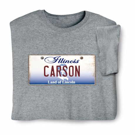 Personalized State License Plate T-Shirt or Sweatshirt - Illinois