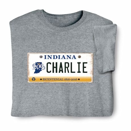 Personalized State License Plate Shirts - Indiana