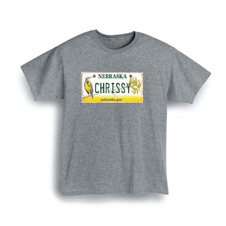 Personalized State License Plate T-Shirt or Sweatshirt - Nebraska