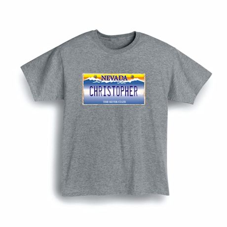 Personalized State License Plate T-Shirt or Sweatshirt - Nevada