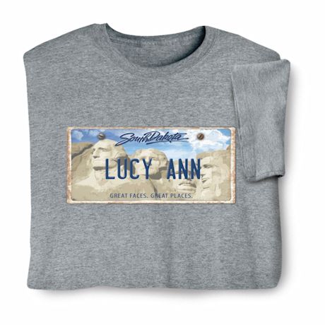 Personalized State License Plate T-Shirt or Sweatshirt - South Dakota