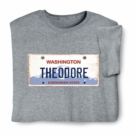 Product image for Personalized State License Plate T-Shirt or Sweatshirt - Washington