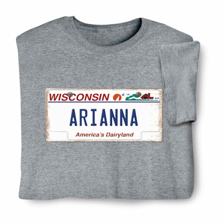 Personalized State License Plate Shirts - Wisconsin