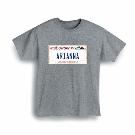 Personalized State License Plate Shirts - Wisconsin