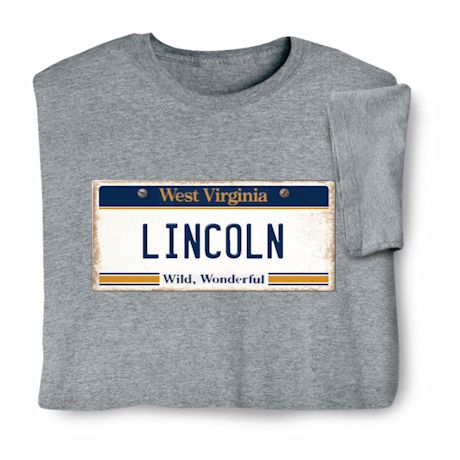 Product image for Personalized State License Plate T-Shirt or Sweatshirt - West Virginia