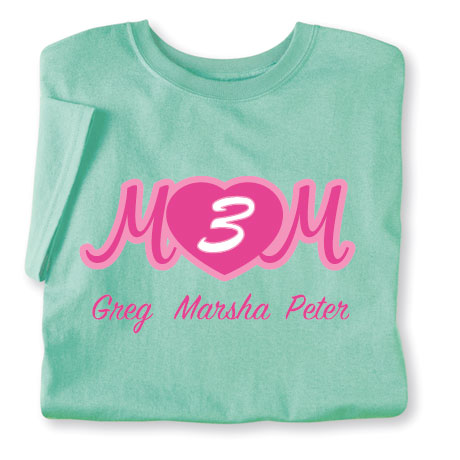Personalized Mom's Maroon Heart Cursive Number of Kids Shirt - Mother's Day Gift