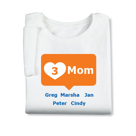 Personalized Orange Mom's Heart Mom T-shirt
