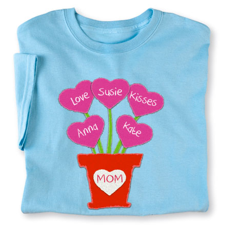 Personalized Mother's Day Heart Flower Pot Shirt