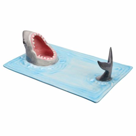 Product image for Shark Attack Hand-Painted Ceramic Sushi Serving Platter