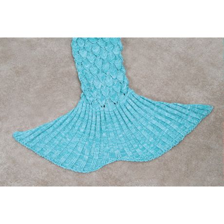Mermaid Tail Knit Blanket - Aqua