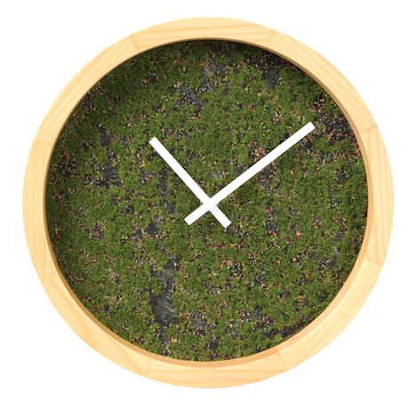 Green Grassy Wall Clock With Wooden Frame