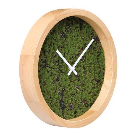 Green Grassy Wall Clock With Wooden Frame