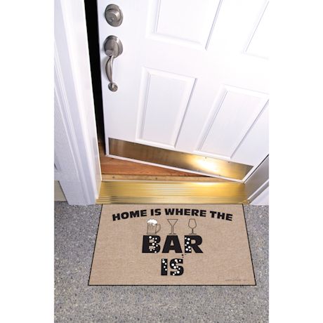 High Cotton Front Door Welcome Mats - Home is where the Bar Is