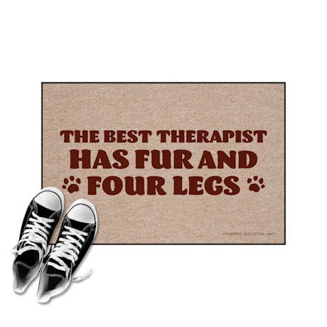 High Cotton Front Door Welcome Mats - Best Therapist has Fur and Four Legs