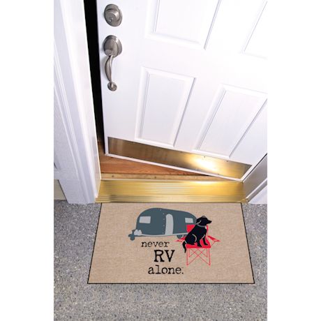 High Cotton Front Door Welcome Mats - Never RV Alone Dog