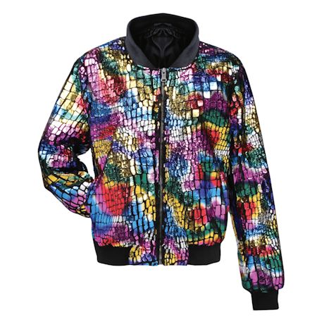 Colorful Rainbow Sequin Bomber Jacket