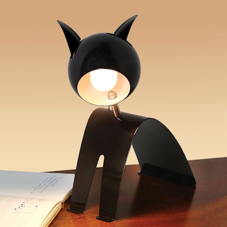 Cat Shaped Black Metal Desk Lamp - 14"